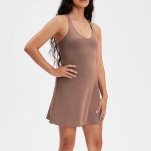 NWT Girlfriend Collective Racerback Dress Pocket Tennis Golf Skort Brown